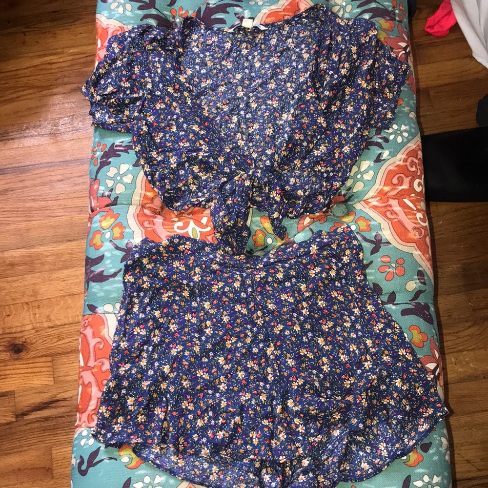 Matching crop top and shorts